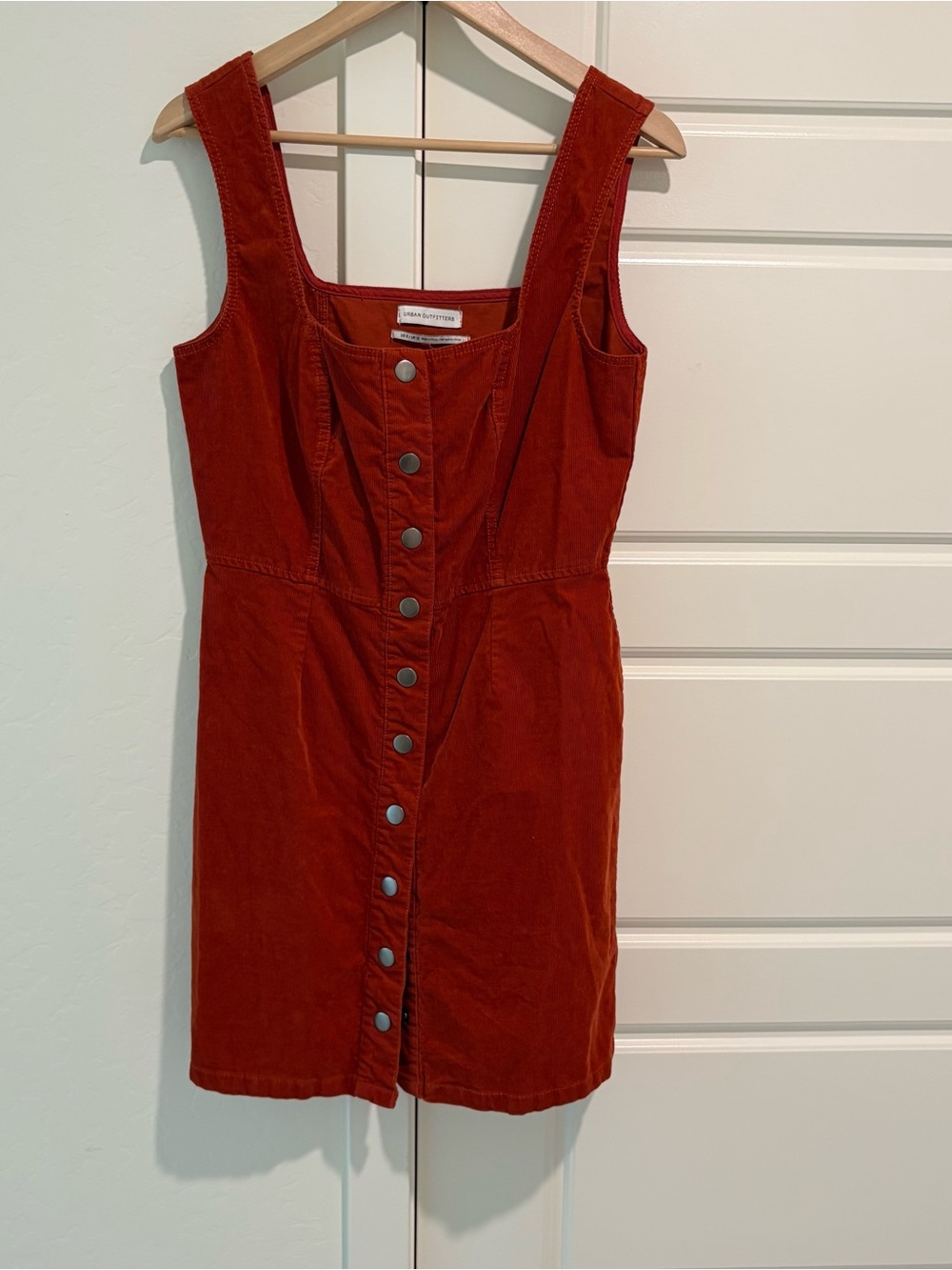 Urban Outfitters Rust Red Button-Front Corduroy Mini Dress